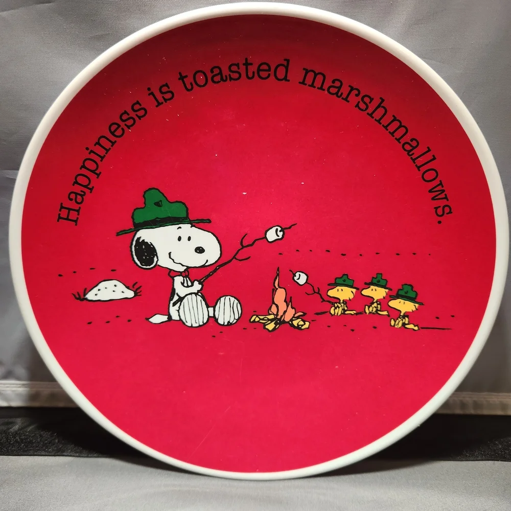Pottery Barn Kids Snoopy Green and Red Dinnerware Set Of 2